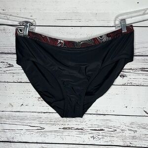 Mossimo NWT Size 20W/22W Black - Red Printed Trim Bathing Suit Swim Brief Bottom